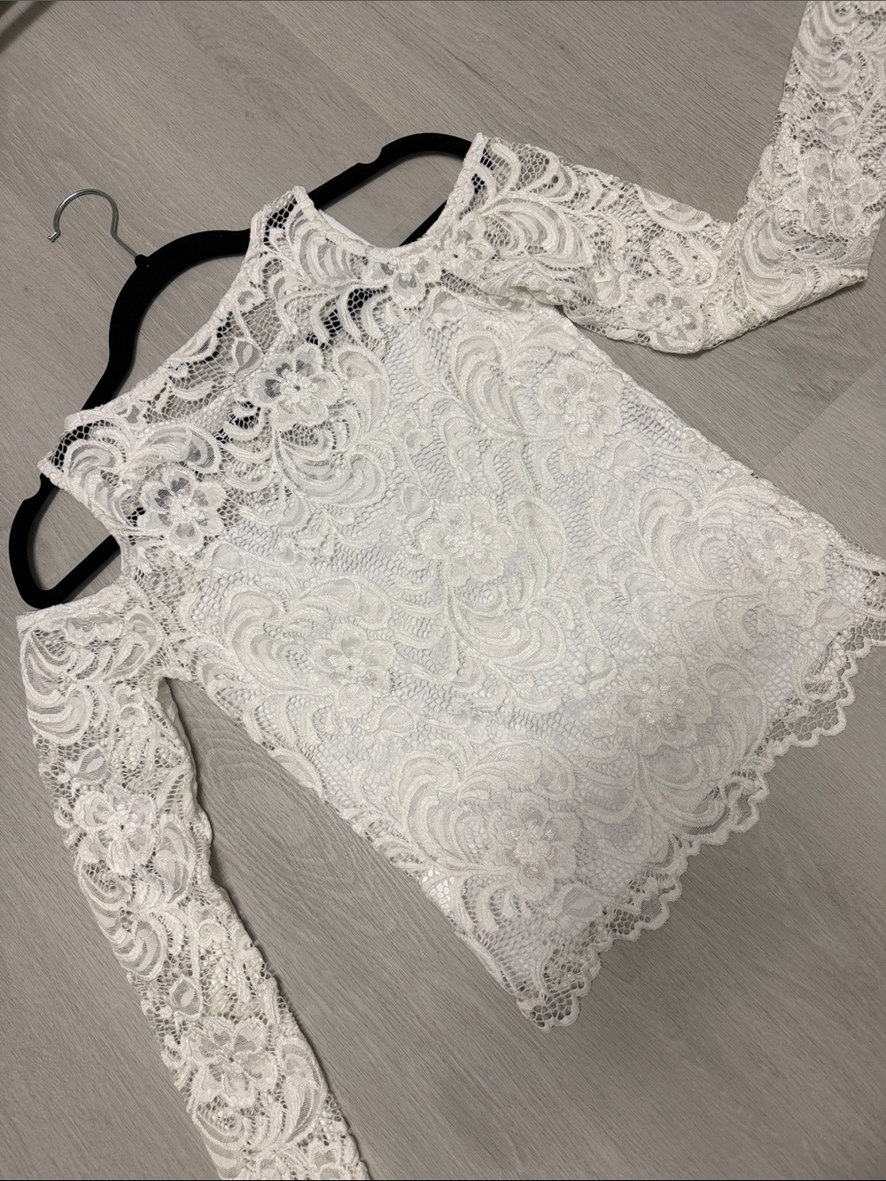 White Floral Lace Long Sleeve Top